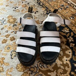 Dr. Martens White Strappy Platform Sandals